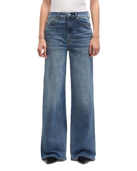 For All Mankind Women's Blue Dojo Tailorless Mid-rise Full