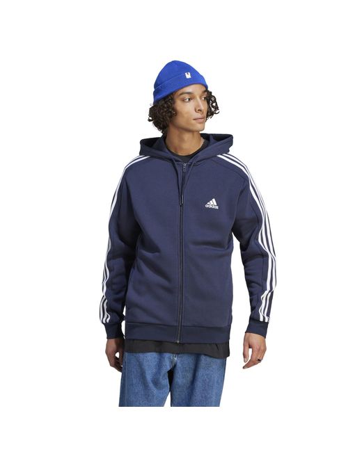 Adidas essentials 3 stripes full store zip hoodie