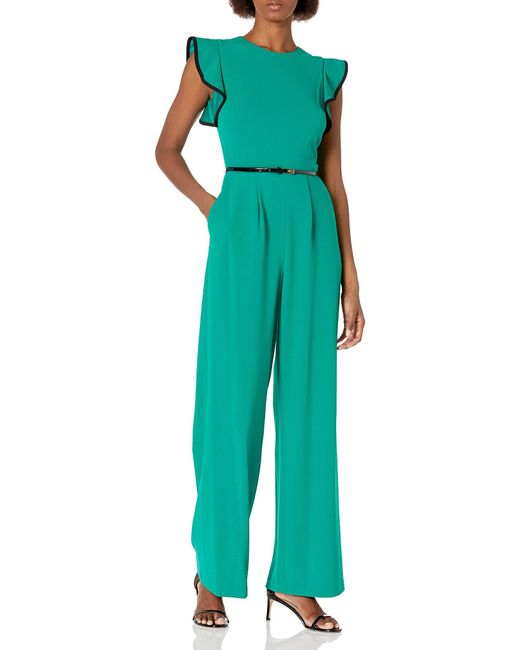 Calvin Klein Belted Jumpsuit in Green Lyst