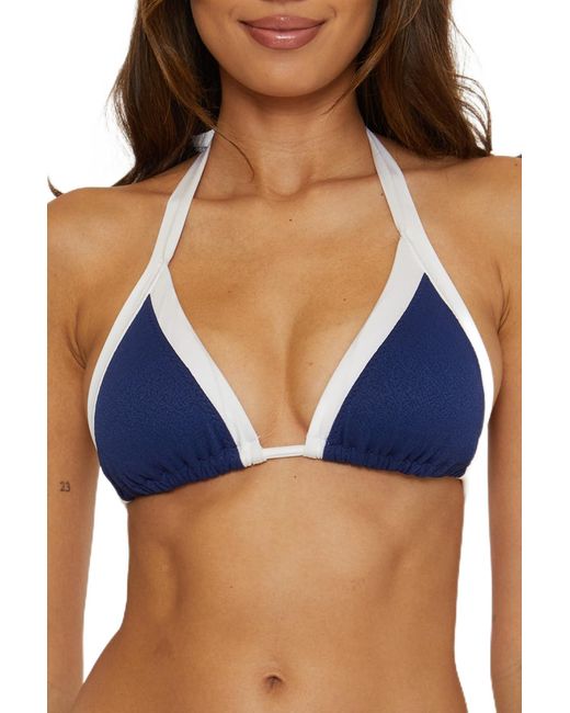 Trina Turk Blue Standard Courtside Triangle Bikini Top