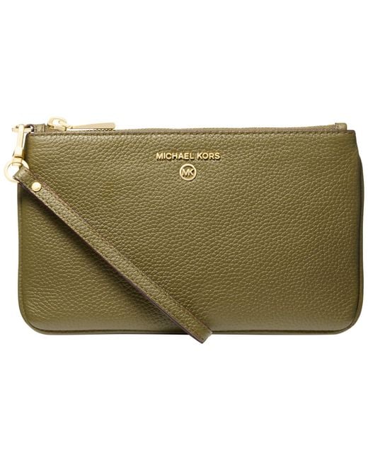 Michael Kors Green Jet Set Charm Medium Top-zip Wristlet