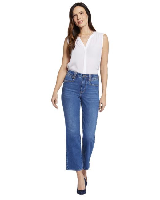 NYDJ Blue Bailey Relaxed Straight Ankle Square Pockets