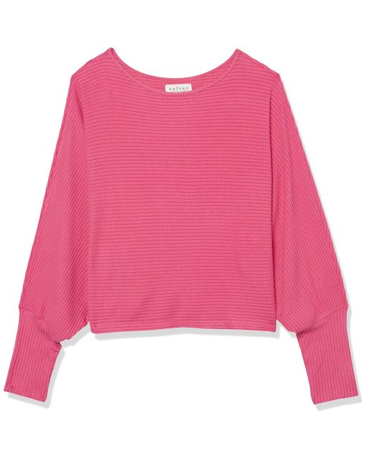 Velvet By Graham & Spencer Pink Pepper Boatneck Lux Rib Sweater