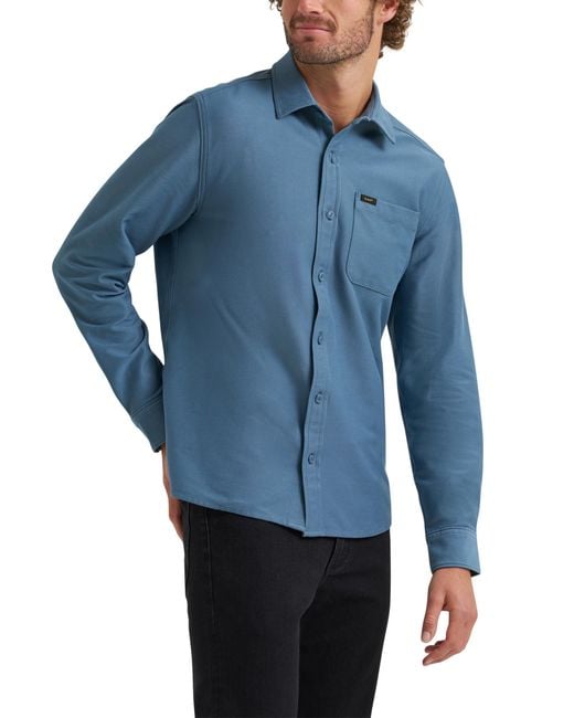 Lee Jeans Blue X Knit Long Sve All-purpose 1 Pocket Shirt for men