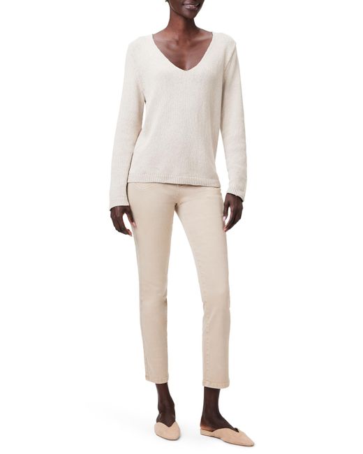 NIC+ZOE White Nic+zoe Cotton Cord Soft V-neck Sweater