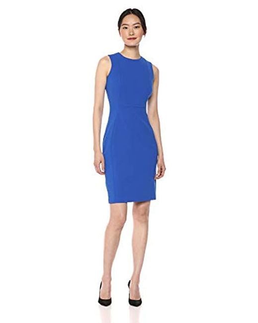 Calvin Klein Scuba Crepe Sleeveless Princess Seam Sheath Dress in