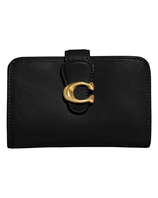 COACH Black Smooth Leather Tabby Medium Wallet