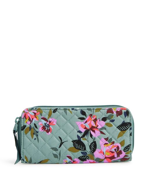 Vera Bradley S Cotton Bifold With Rfid Protection Wallet in Green Lyst