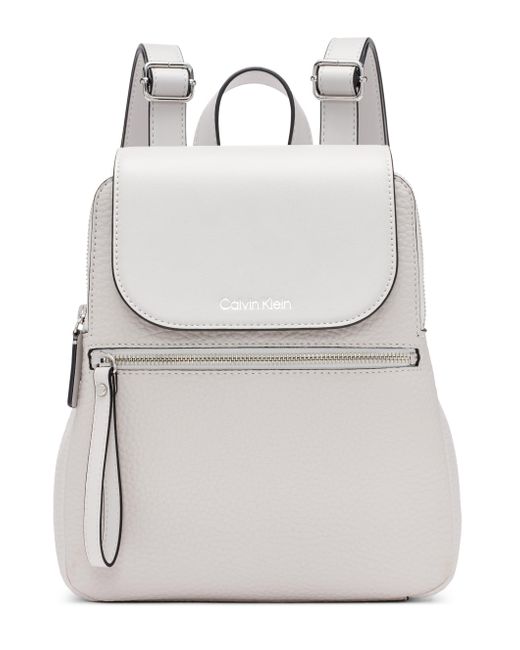 Calvin Klein White Reyna Novelty Key Item Flap Backpack