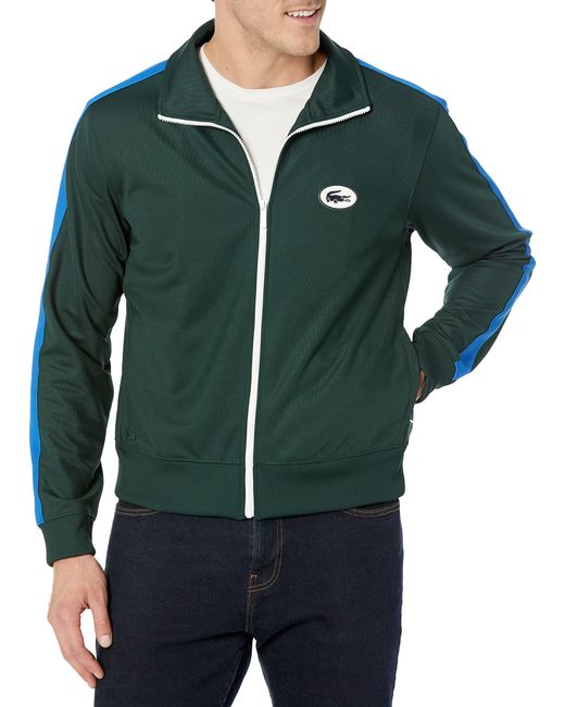 Lacoste Green Regular Fit High Neck Piqué Zip Sweatshirt for men