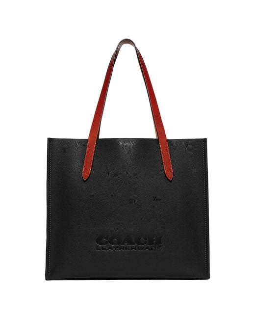 COACH Black Relay Tote In Pebble Leather for men