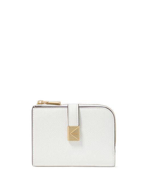 Kate Spade White Deco Pebbled Leather Small Compact Wallet
