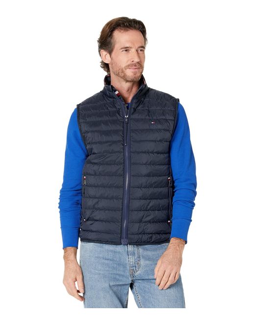 Tommy Hilfiger Blue Adaptive Packable Vest With Zipper Closure for men