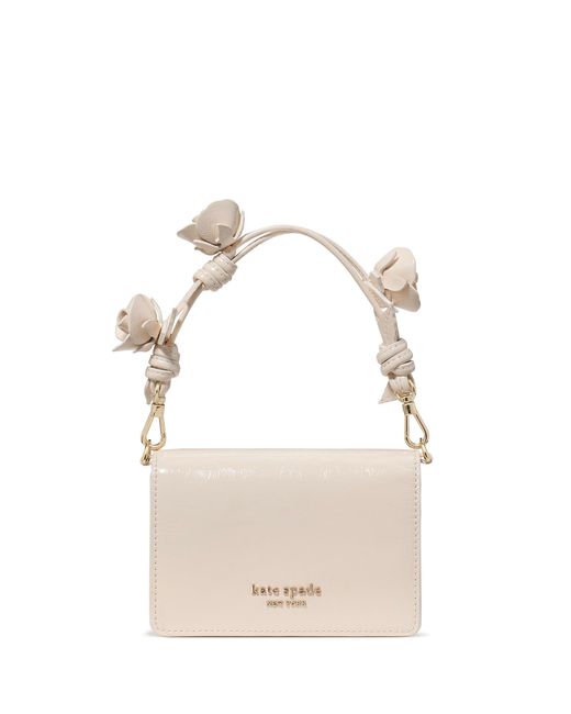 Kate Spade Natural Natasha Crinkle Patent Leather Card Case Crossbody