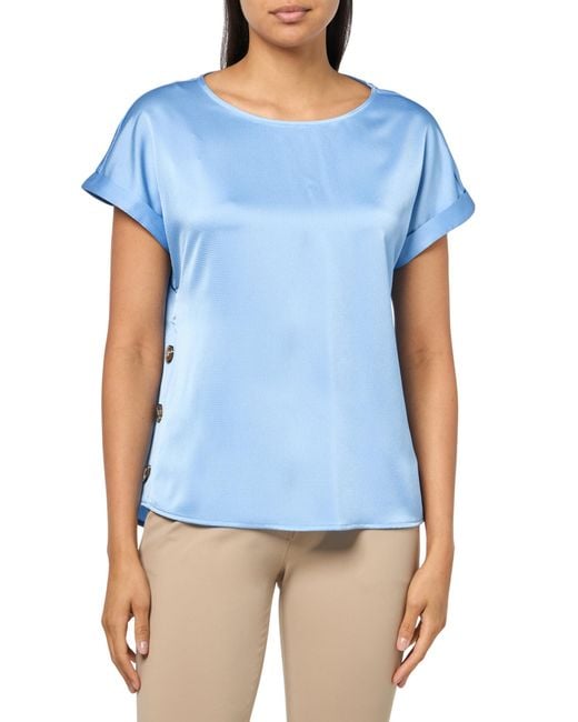 Jones New York Blue Ss Side Button Blouse