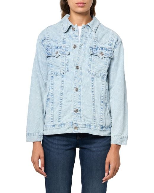 True Religion Blue Monogram Oversized Jimmy Jacket