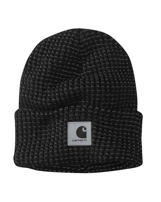 Carhartt Black Knit Beanie With Reflective Patch for men