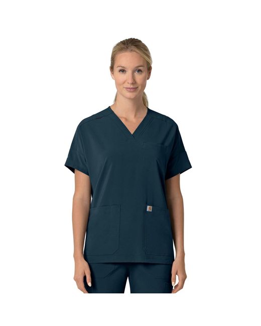 Carhartt Blue S Oversized V-neck Top Medical-scrubs-shirts