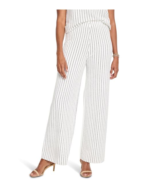 NIC+ZOE White Nic+zoe 30" Destination Stripe Wide-leg Knit Pants