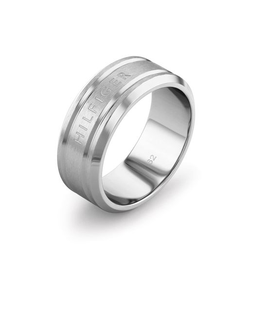 Tommy Hilfiger Jewelry Stainless Steel Ring With Branded Details in White  for Men | Lyst