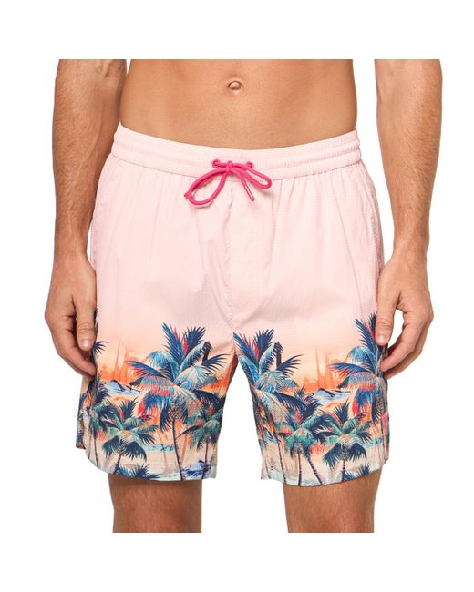Guess Blue Standard Eco Swimtrunk Medium Tropical Landscape for men