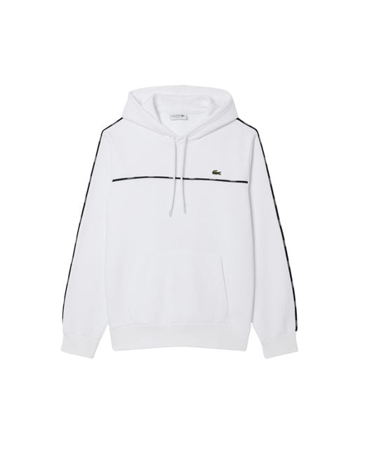 Lacoste White Classic Fit Logo Stripe Sweatshirt for men