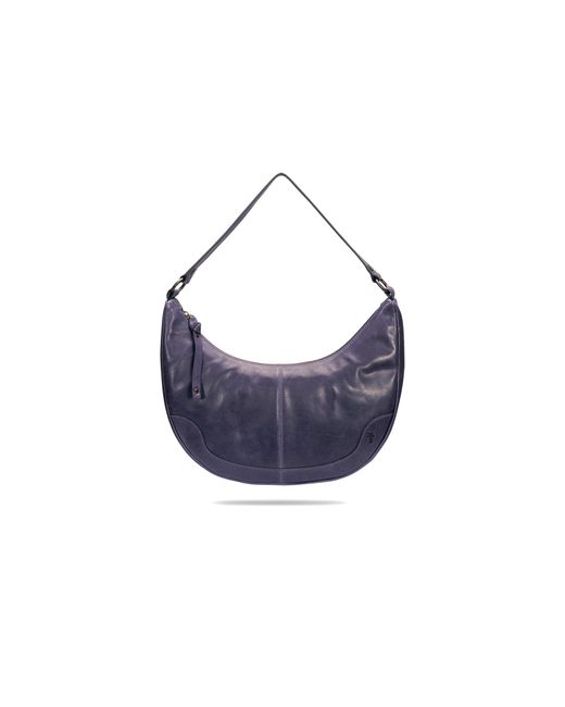 Frye Blue Melissa Cresent Hobo Shoulder Handbags, Canvas/Cotton/Leather