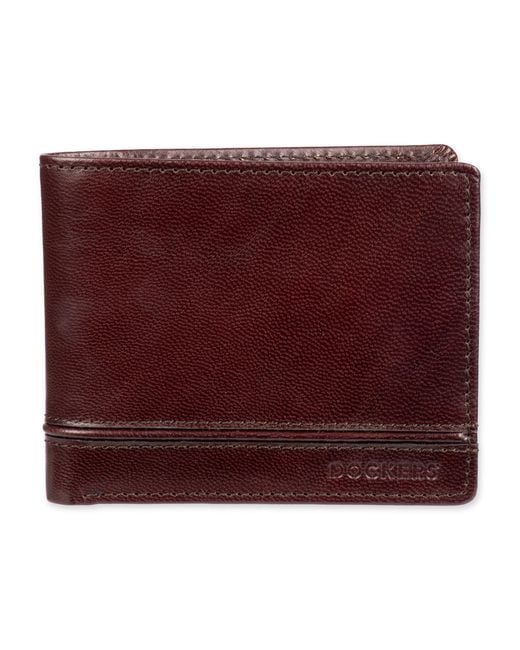 Dockers Red Extra Capacity Bifold Wallet-id Window And Multiple Card Slots for men