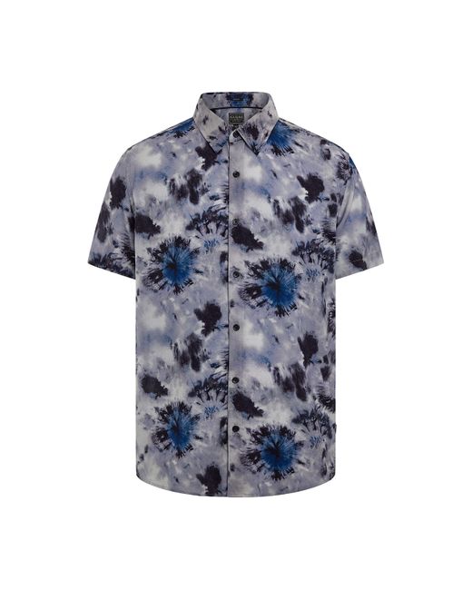 Guess Blue Short Sleeve Eco Rayon Tie Dye Burst Shirt for men