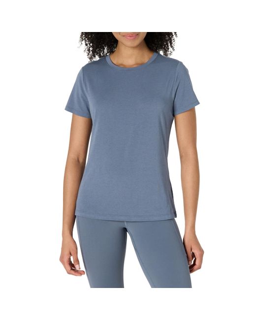 Amazon Essentials Blue Active Soft Cotton Regular Fit Crewneck Short Sleeve Lightweight Yoga Workout T-shirt