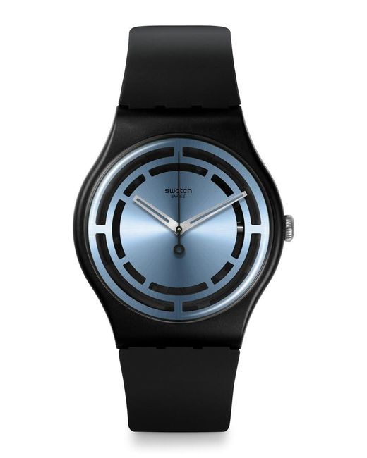 Swatch Black Collection: New Gent Bioceramic Standard Circled Lines Quartz Watch
