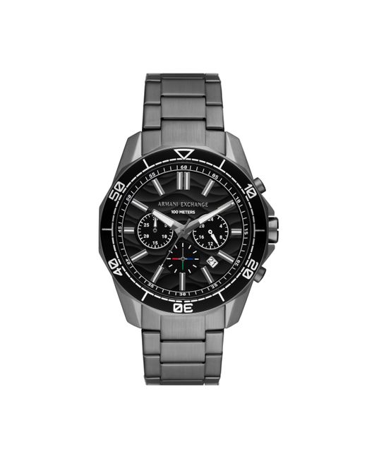 Emporio Armani Metallic A|x Armani Exchange Chronograph Gunmetal Gray Stainless Steel Bracelet Watch for men