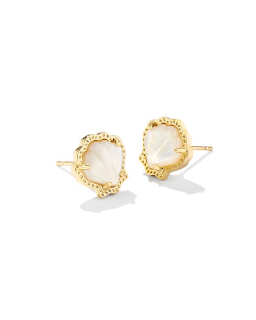 Kendra Scott White , S, Brynne Shell Stud Earrings, Gold Ivory Mother Of Pearl, One Size