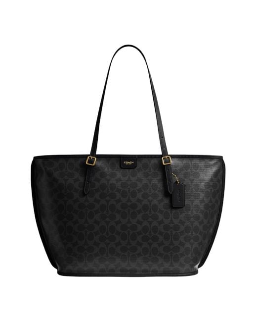 COACH Black Taxi Tote In Signature Canvas