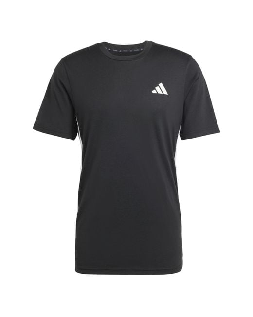 Adidas Black Train Essentials Feelready 3-stripes T-shirt for men