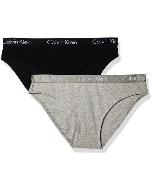 Calvin Klein Motive Cotton Multipack Bikini Panty in Black/Gray Heather ...