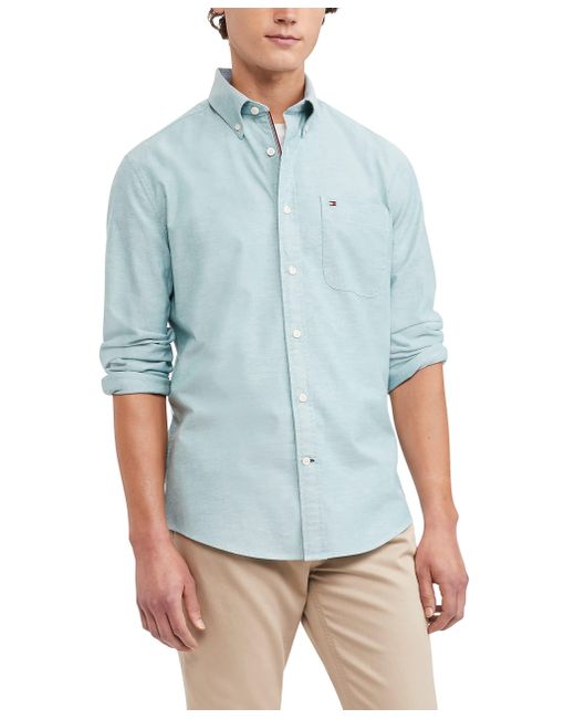 Tommy Hilfiger Long Sleeve Button Down Oxford Shirt In Custom Fit in Blue Men | Lyst