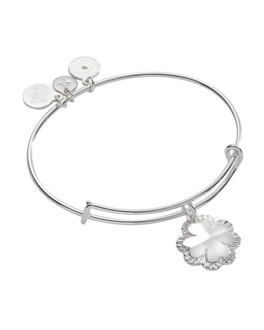 ALEX AND ANI Metallic Four-leaf Clover Charm Bangle