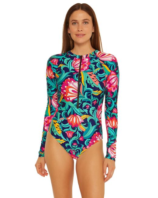 Trina Turk Red Standard India Garden Paddle Suit