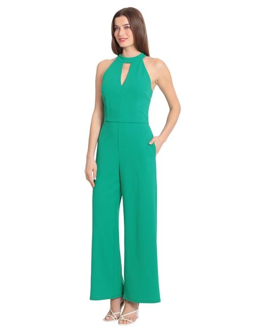 Maggy London Green High Neck Jumpsuit Workwear Office Occasion Event Guest Of