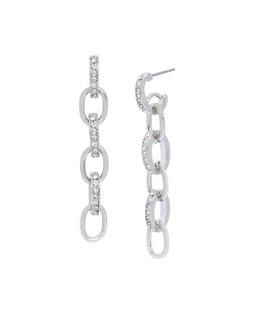 Steve Madden White S Chain Link Linear Earrings