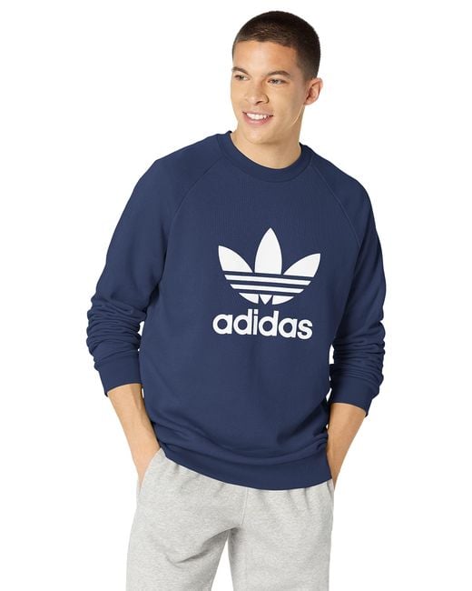 adidas Originals Adicolor Classics Trefoil Crewneck Sweatshirt in Night Indigo (Blue) for Men | Lyst