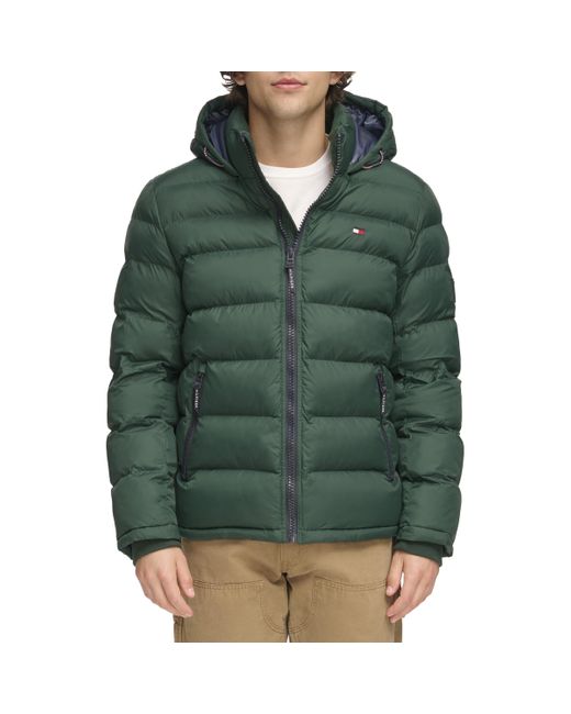 Tommy Hilfiger Green Hooded Puffer Jacket for men