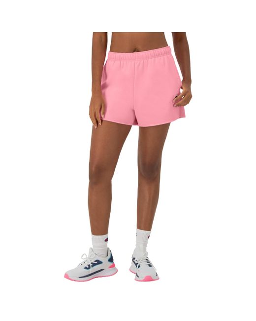Champion , Powerblend, Comfortable Fleece Shorts For , 3", Marzipan Pink, Large