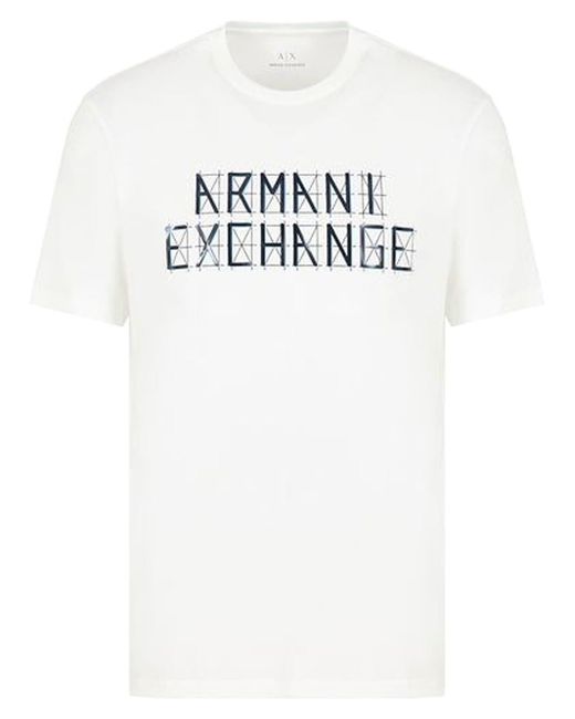 Emporio Armani White A | X Armani Exchange Regular Fit Cotton Jersey Armani Exchange Logo Lines Tee for men