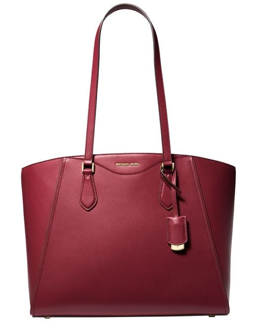 Taryn Large Multi-Functional Top-Zip Tote Bag di Michael Kors in Red