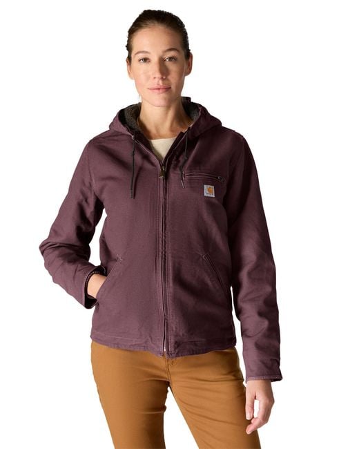 Carhartt Multicolor Oj141 Sherpa Lined Hooded Jacket (Blackberry) Clothing