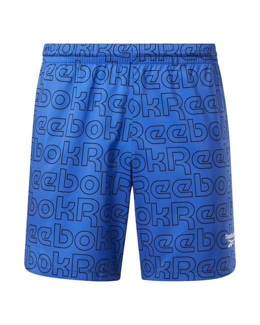 Reebok Blue Identity All-over-print Training Trend Track Shorts for men