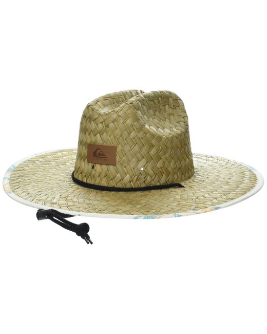 Quiksilver Green Outsider Lifeguard Wide Brim Beach Sun Straw Hat for men