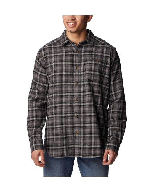 Columbia Black Cornell Woods Flannel Long Sleeve Shirt for men